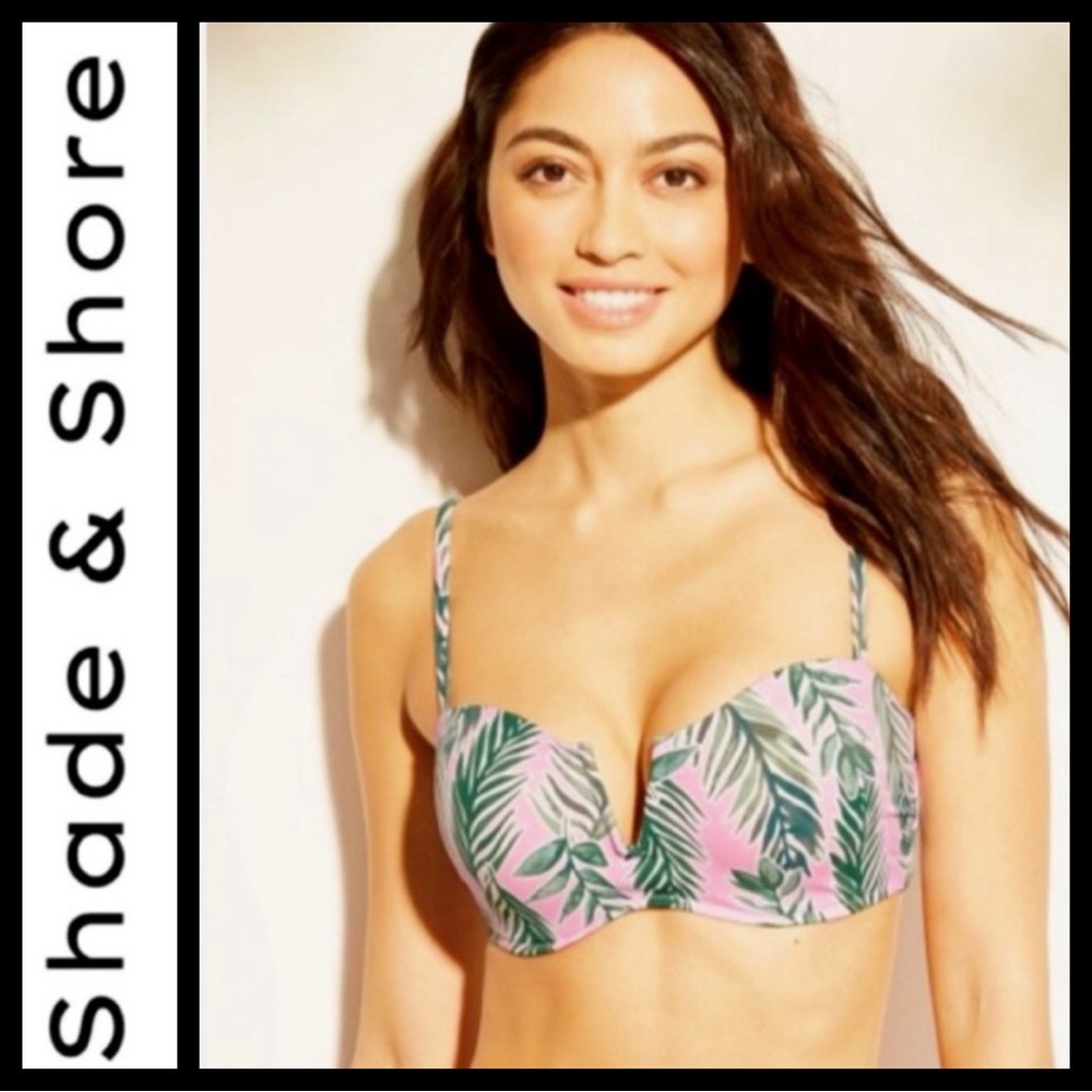 NWOT Shade & Shore Palm Print Bikini Top